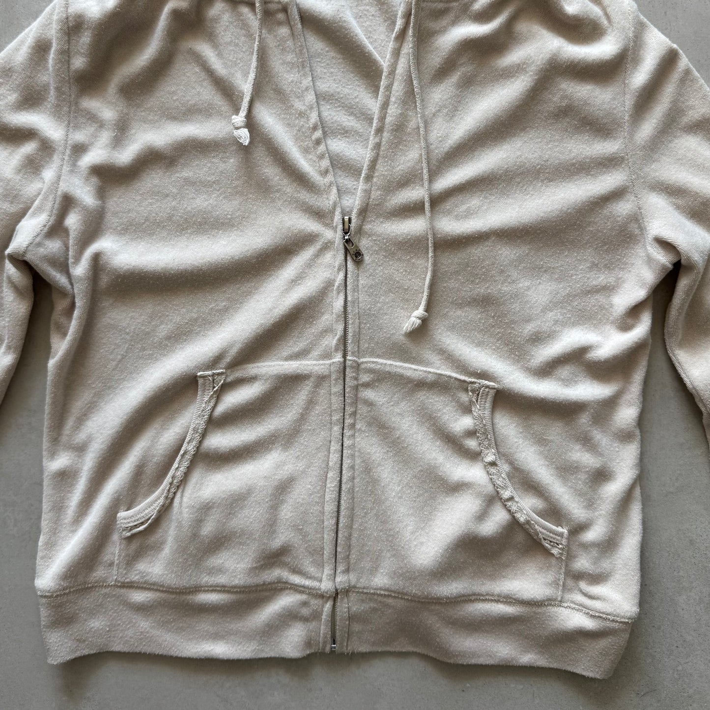 Lace Sleeved Terry Zip-up