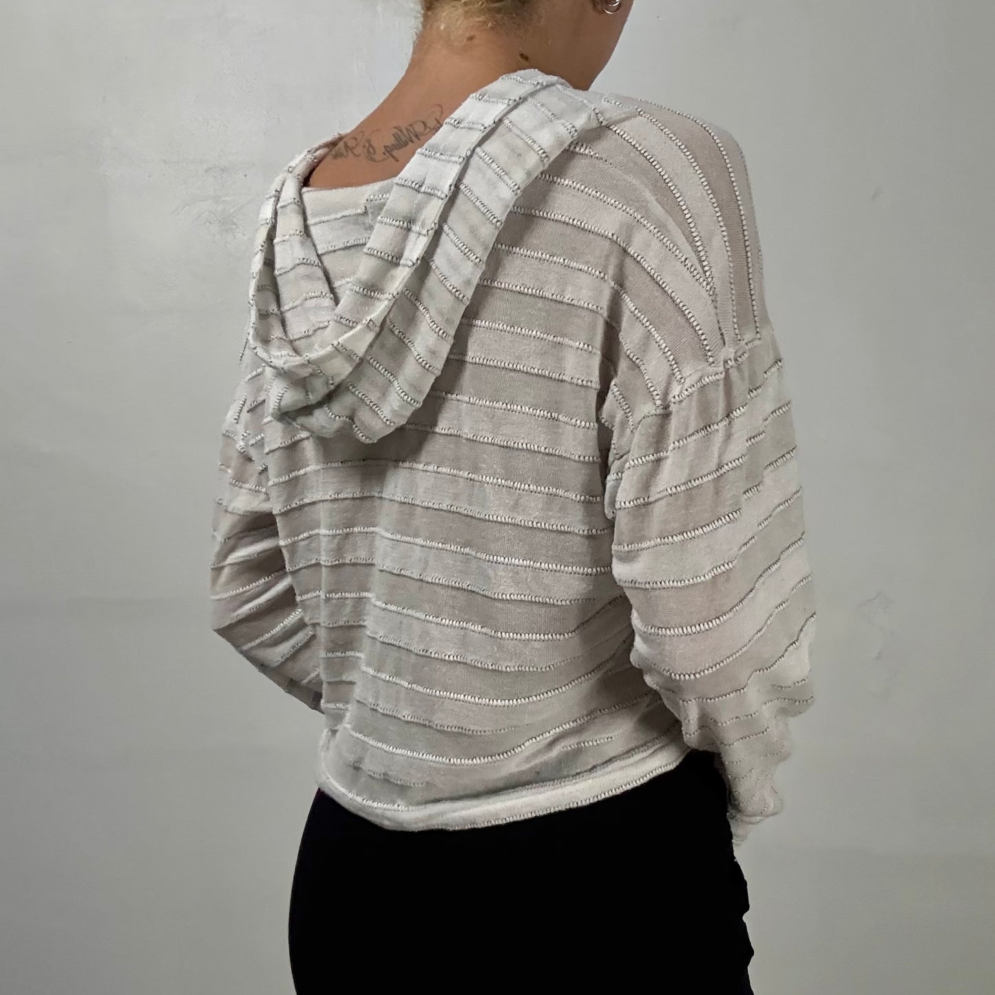 Striped Lace-Up Hoodie