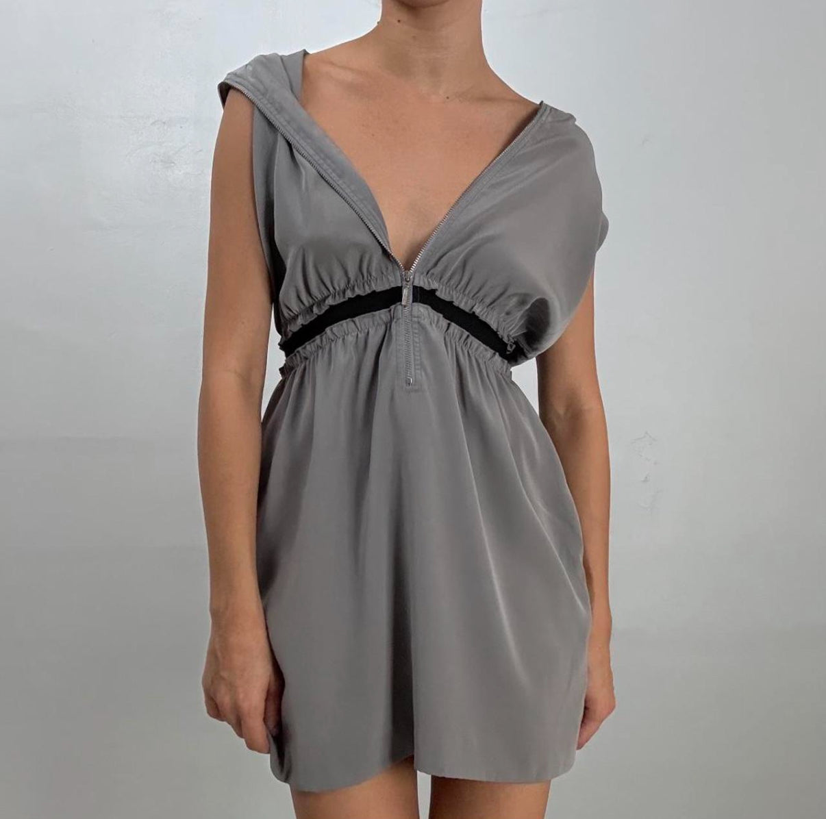 Full Zip Hooded Mini Dress