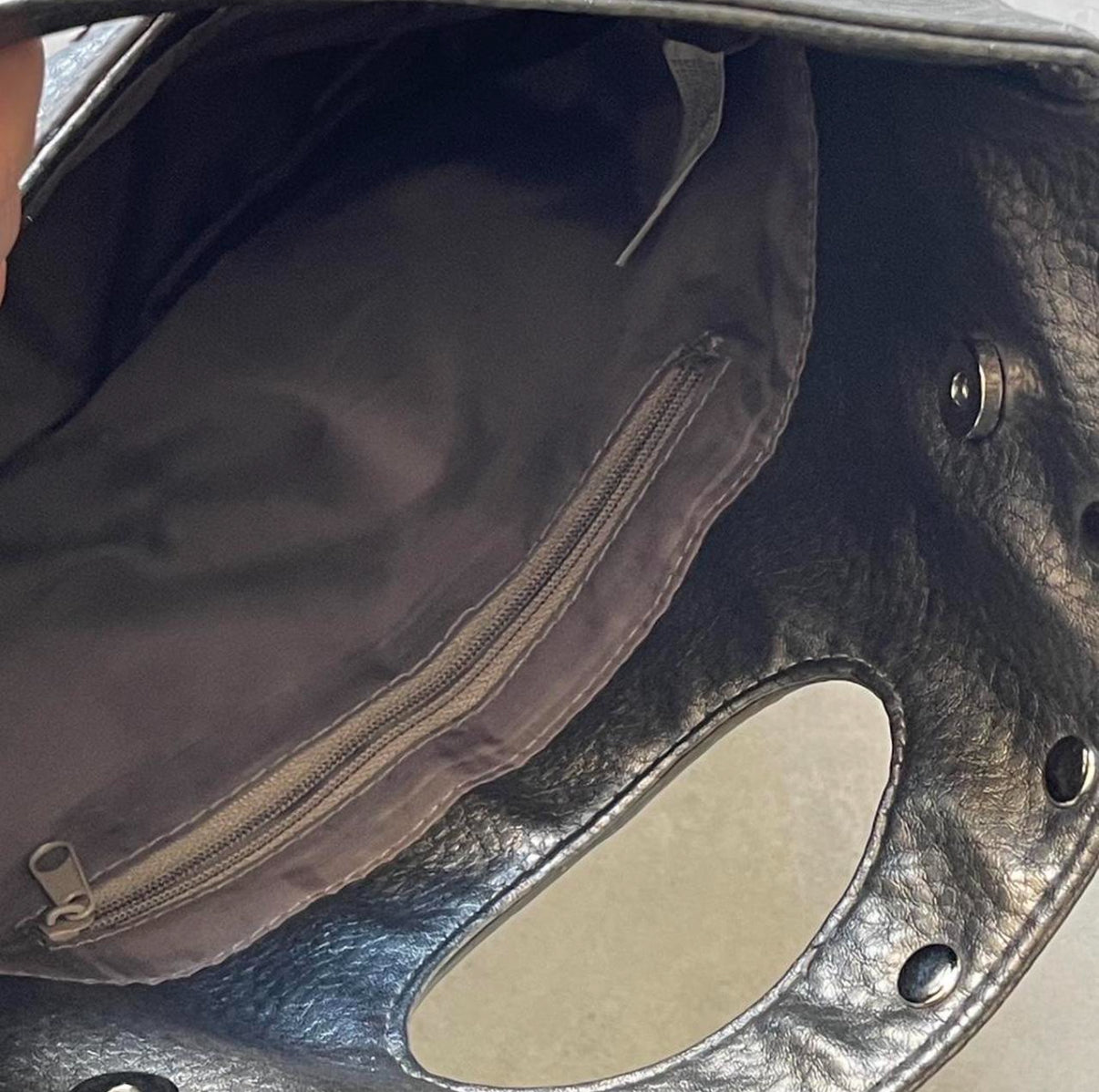 Dark Grey Metallic Clutch Bag