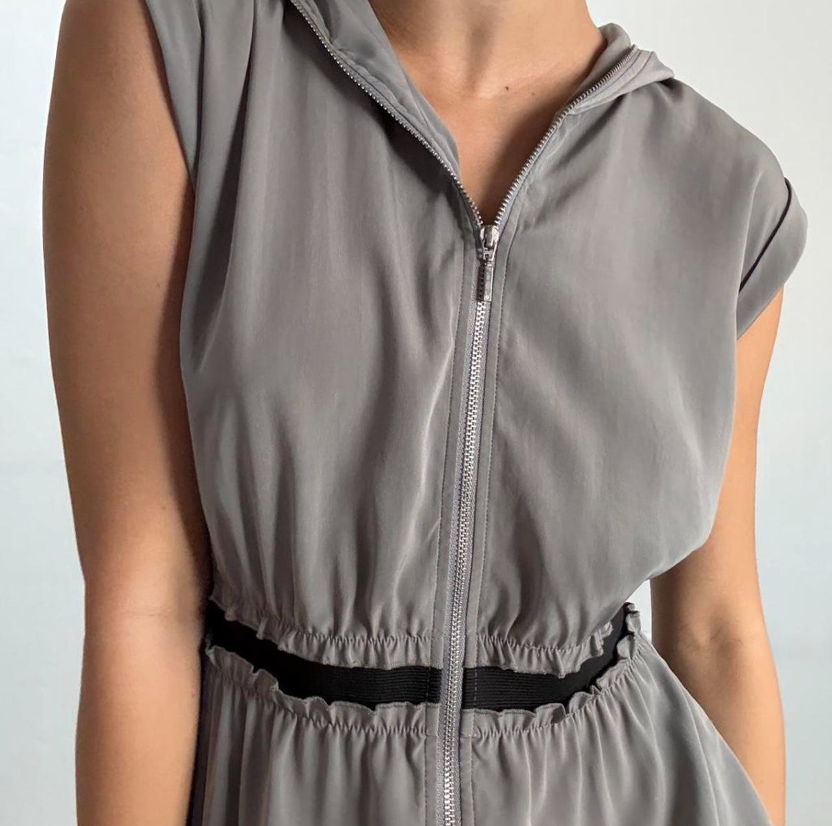 Full Zip Hooded Mini Dress