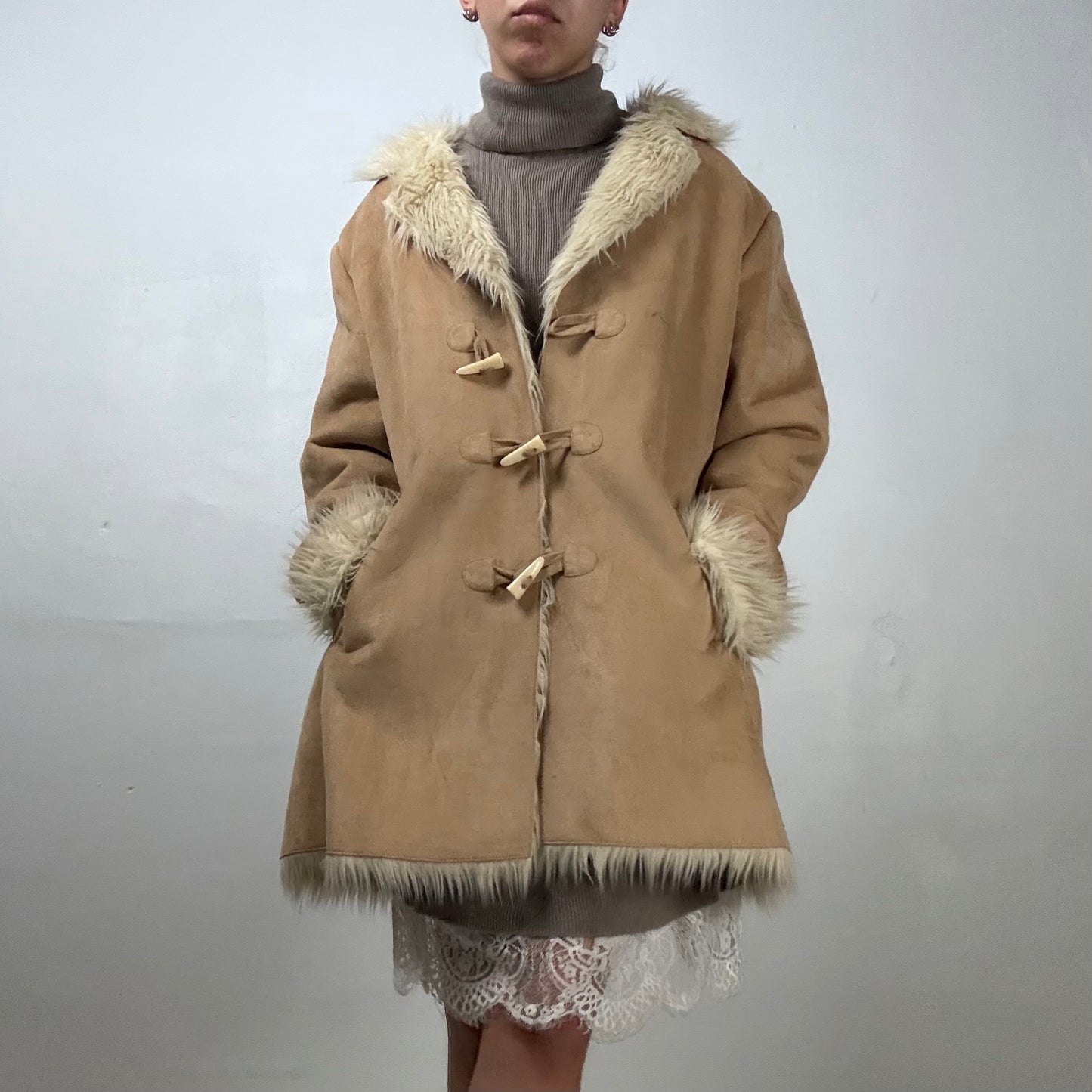 Faux Suede Toggle Coat