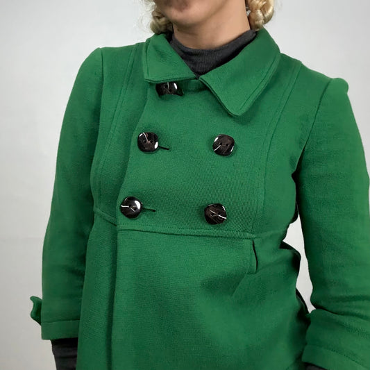 Green Pleated Mini Peacoat