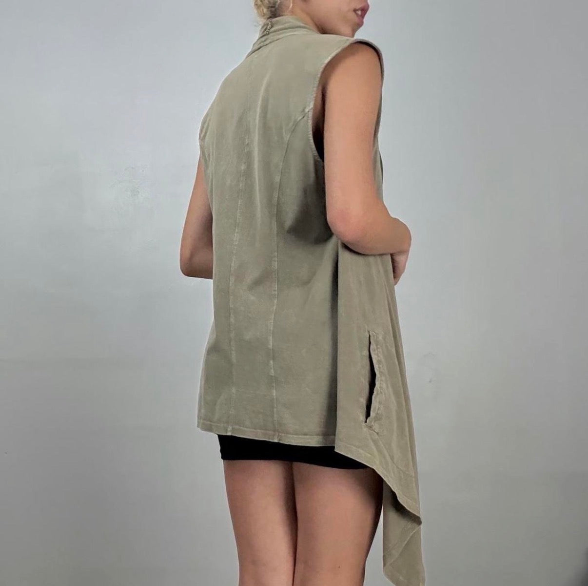 Olive Draped Vest