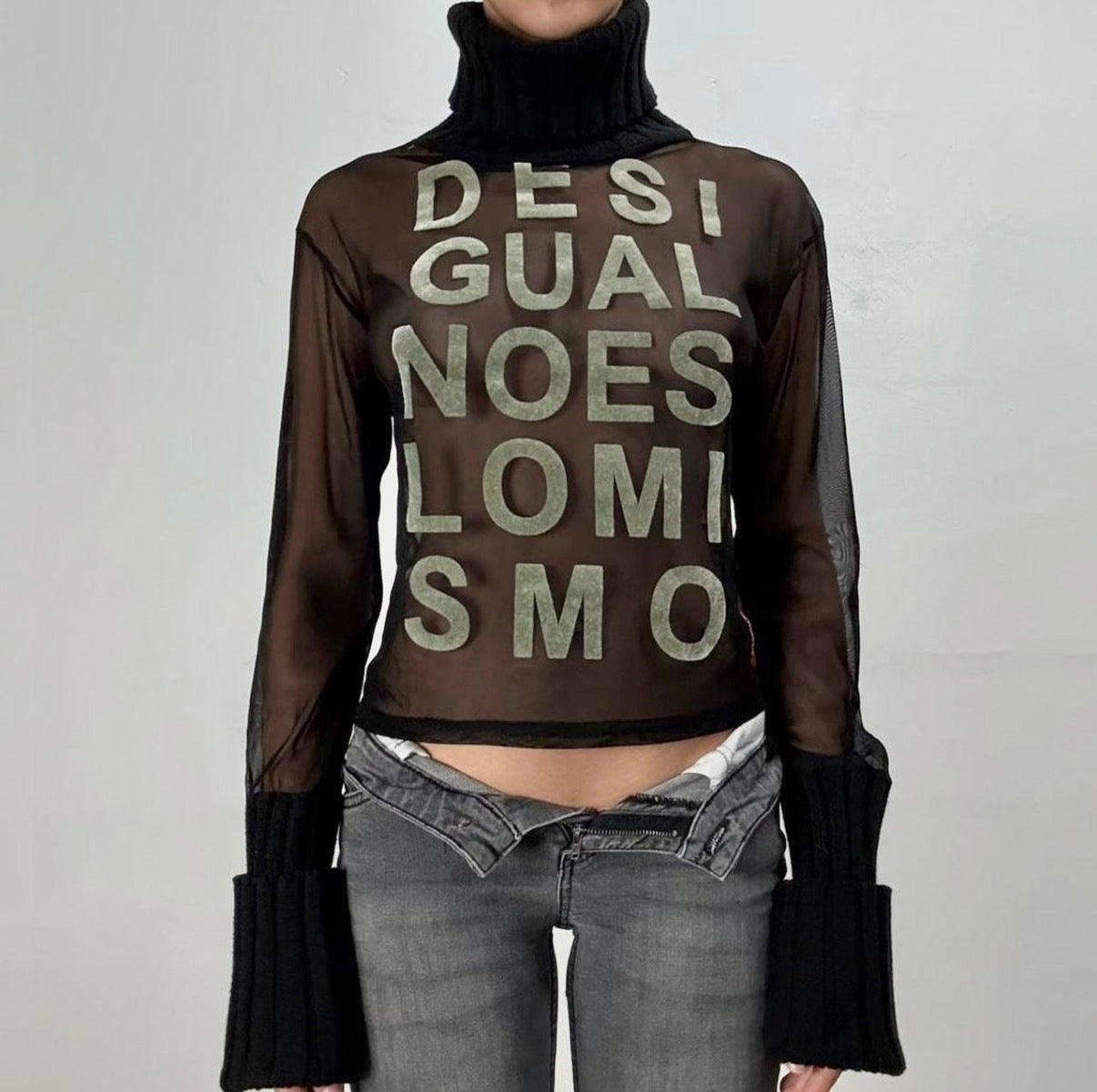 Desigual Mesh Turtleneck Top