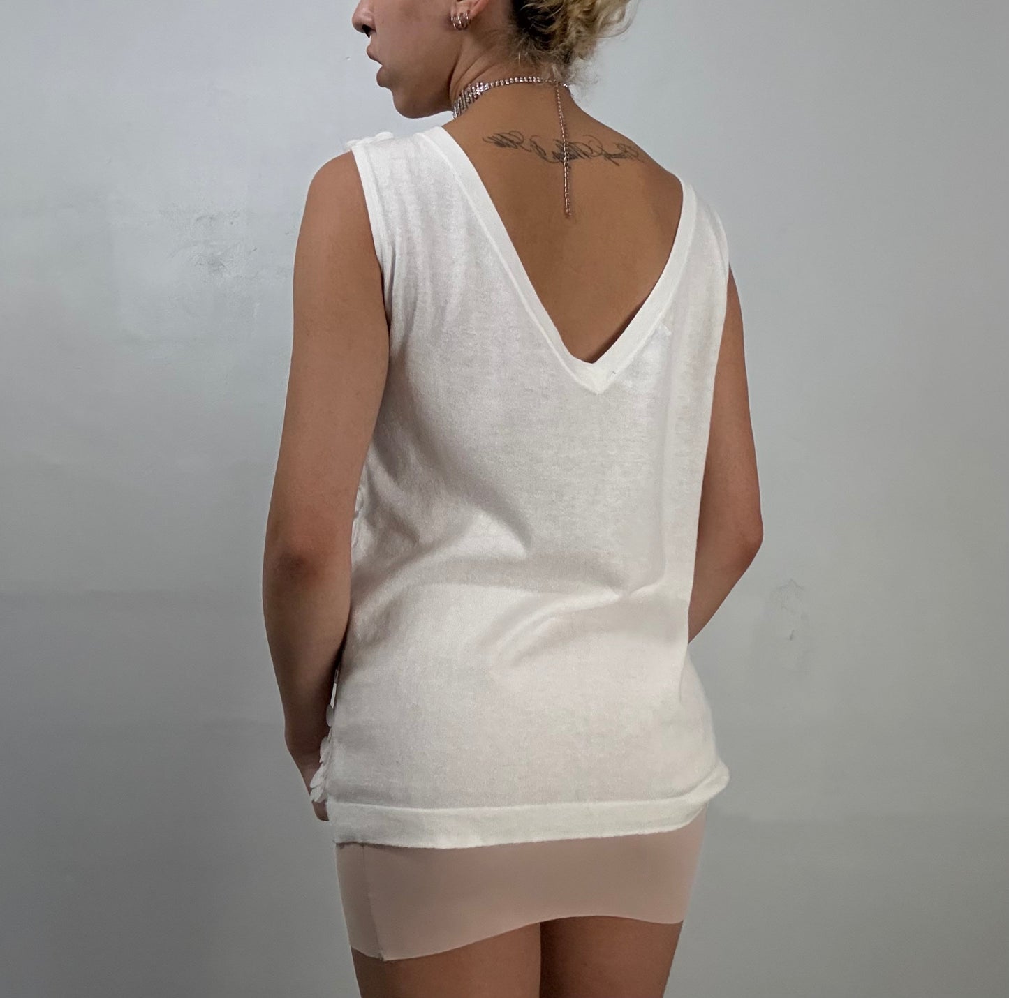 White V-Back Sequin Top