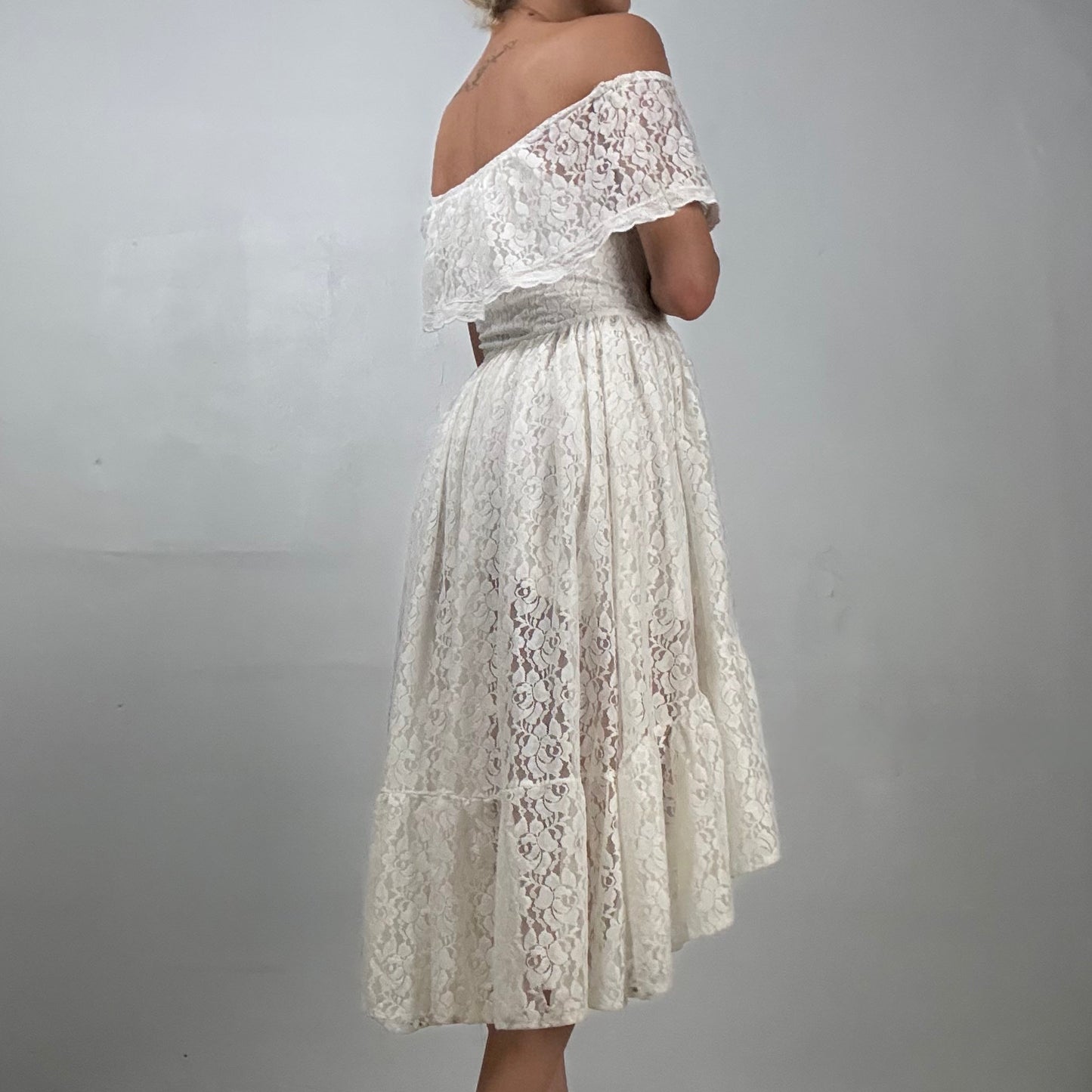 White Lace High-Low Dress