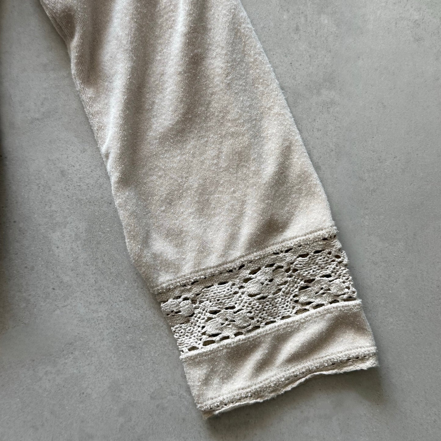Lace Sleeved Terry Zip-up