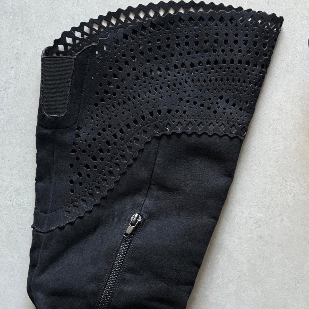 Suede Cutout Wedge Boots