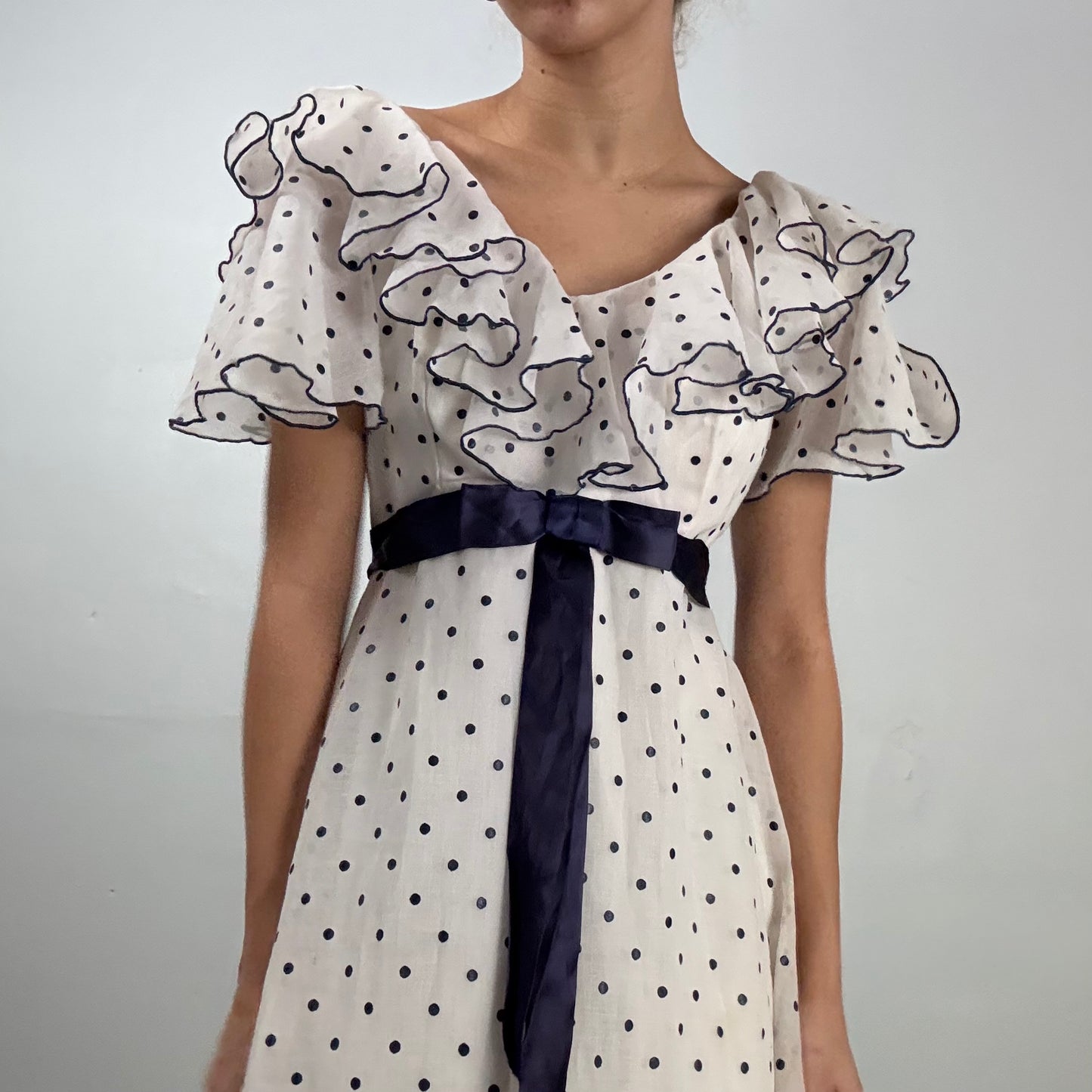 Polka Dot Ruffle Maxi Dress