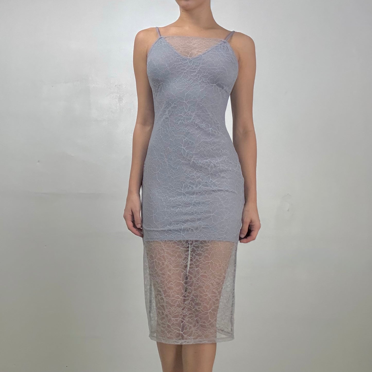 Lace Mesh Midi Dress