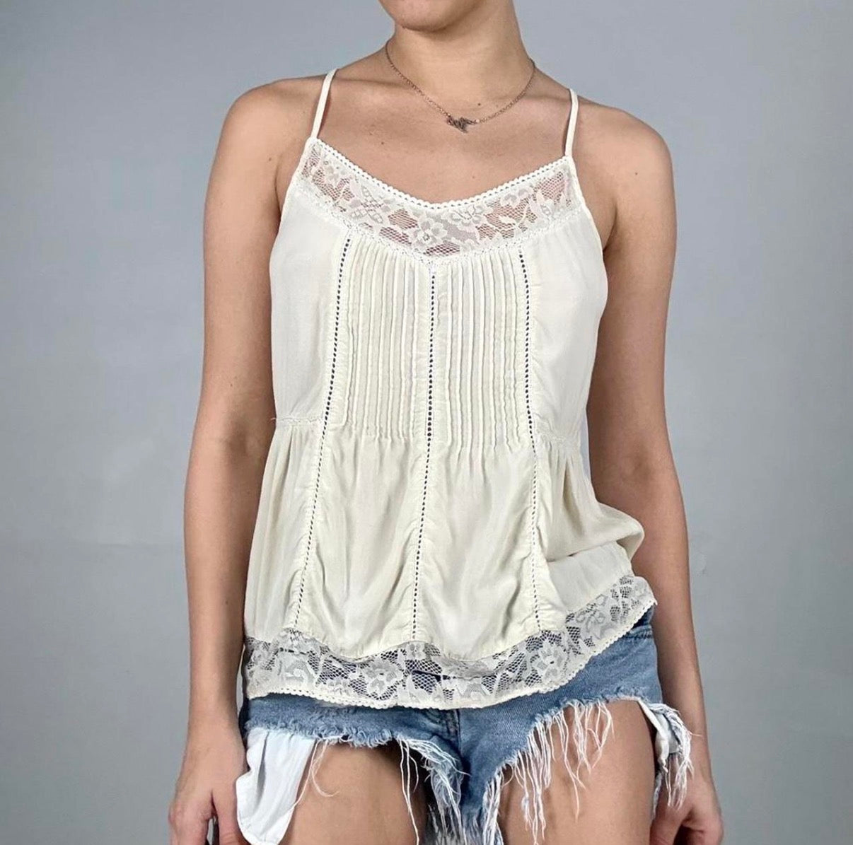 Lace Pin-tuck Tank