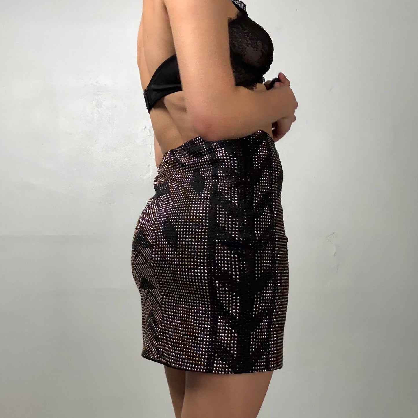Studded Mesh Mini Skirt