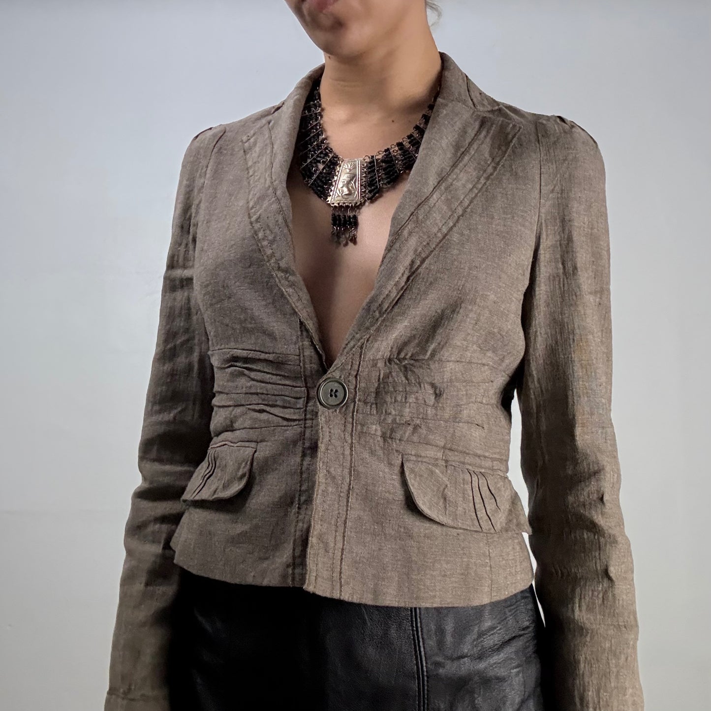 BCBG Cropped Linen Blazer