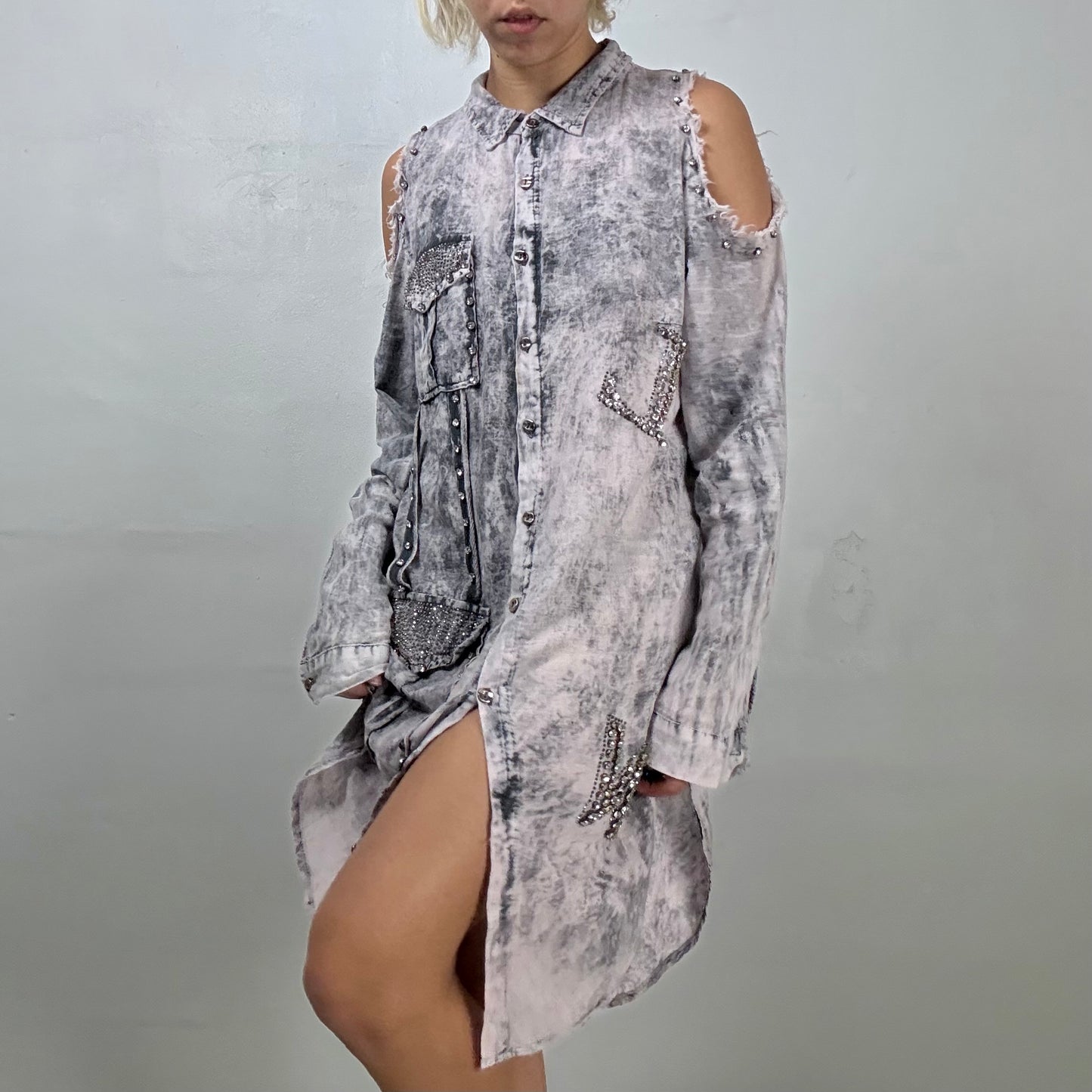 Distressed Denim Shirt Dress