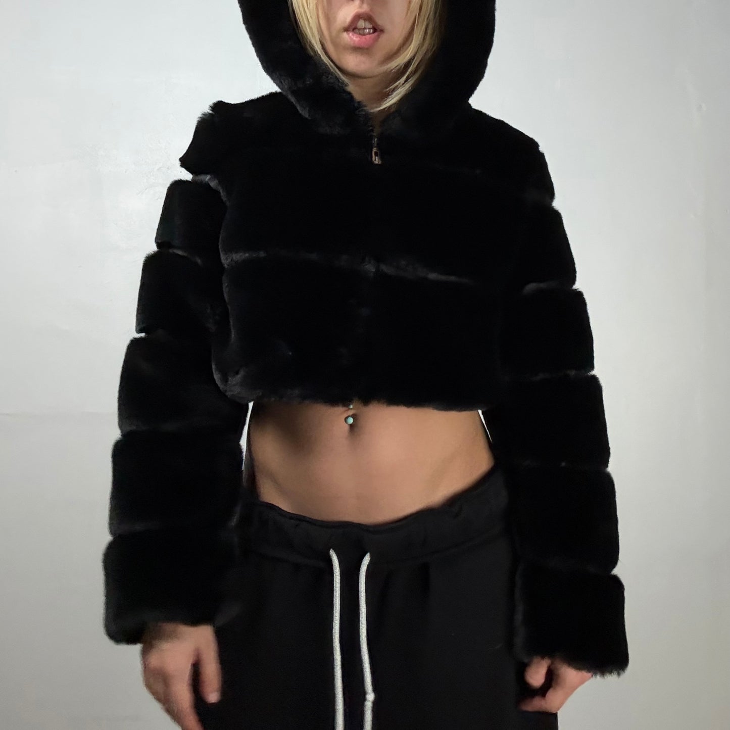 Cropped Fur Hooded Jacket