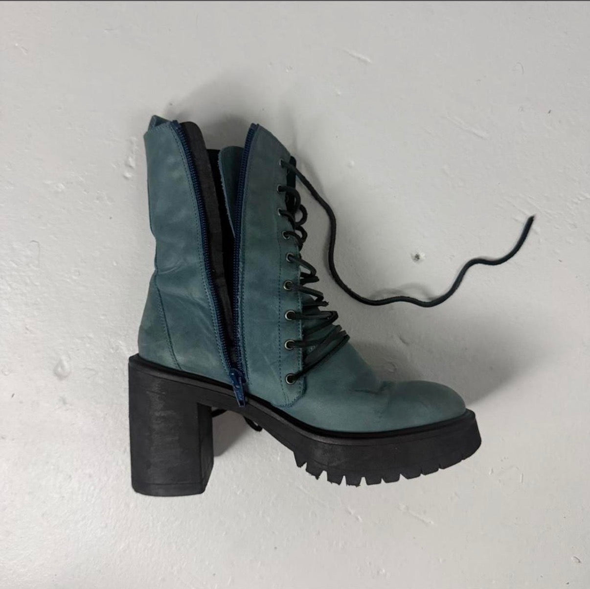 FP Blue Suede Combat Boots