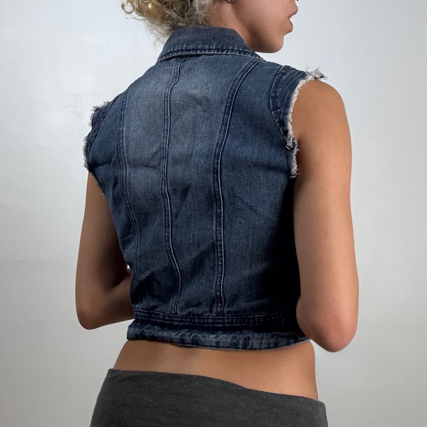 Cross Studded Jean Vest