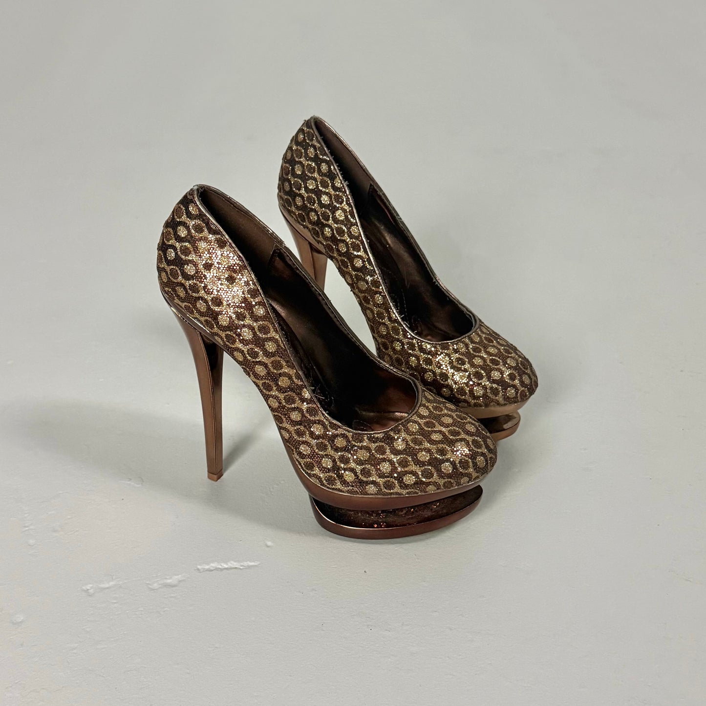 Metallic Double Platform Heels