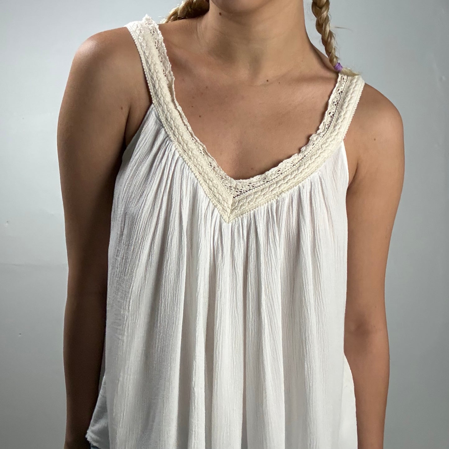 Boho Crochet Trim Swing Tank