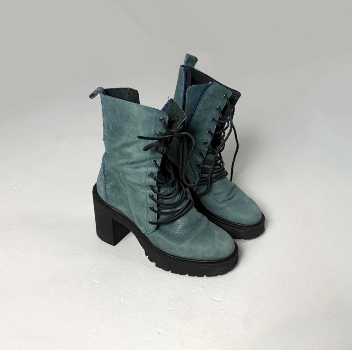 FP Blue Suede Combat Boots