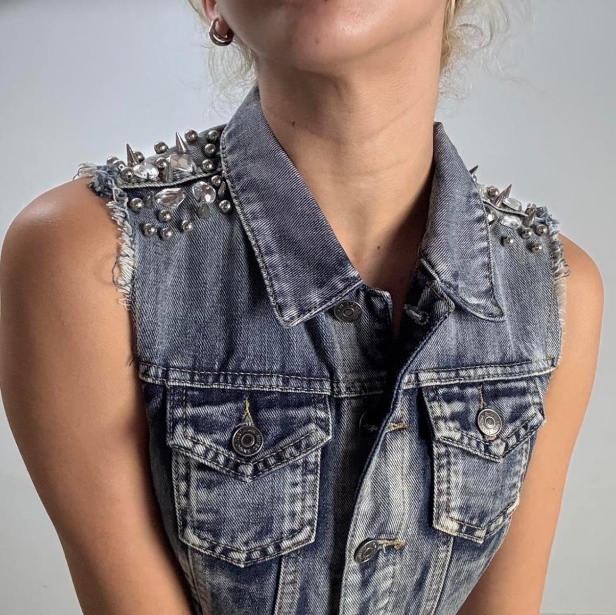 Studded Denim Vest