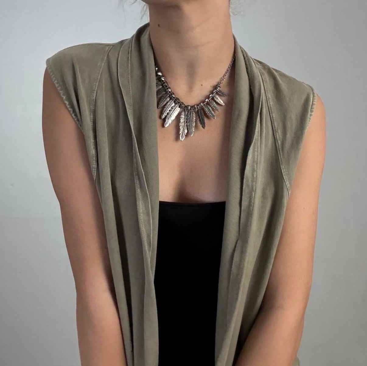 Olive Draped Vest