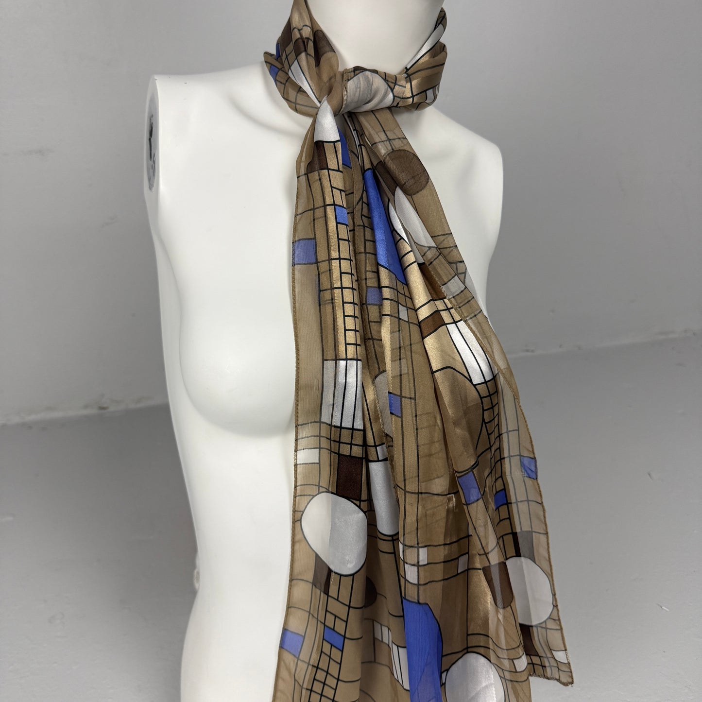 Brown Geometric Sheer Scarf