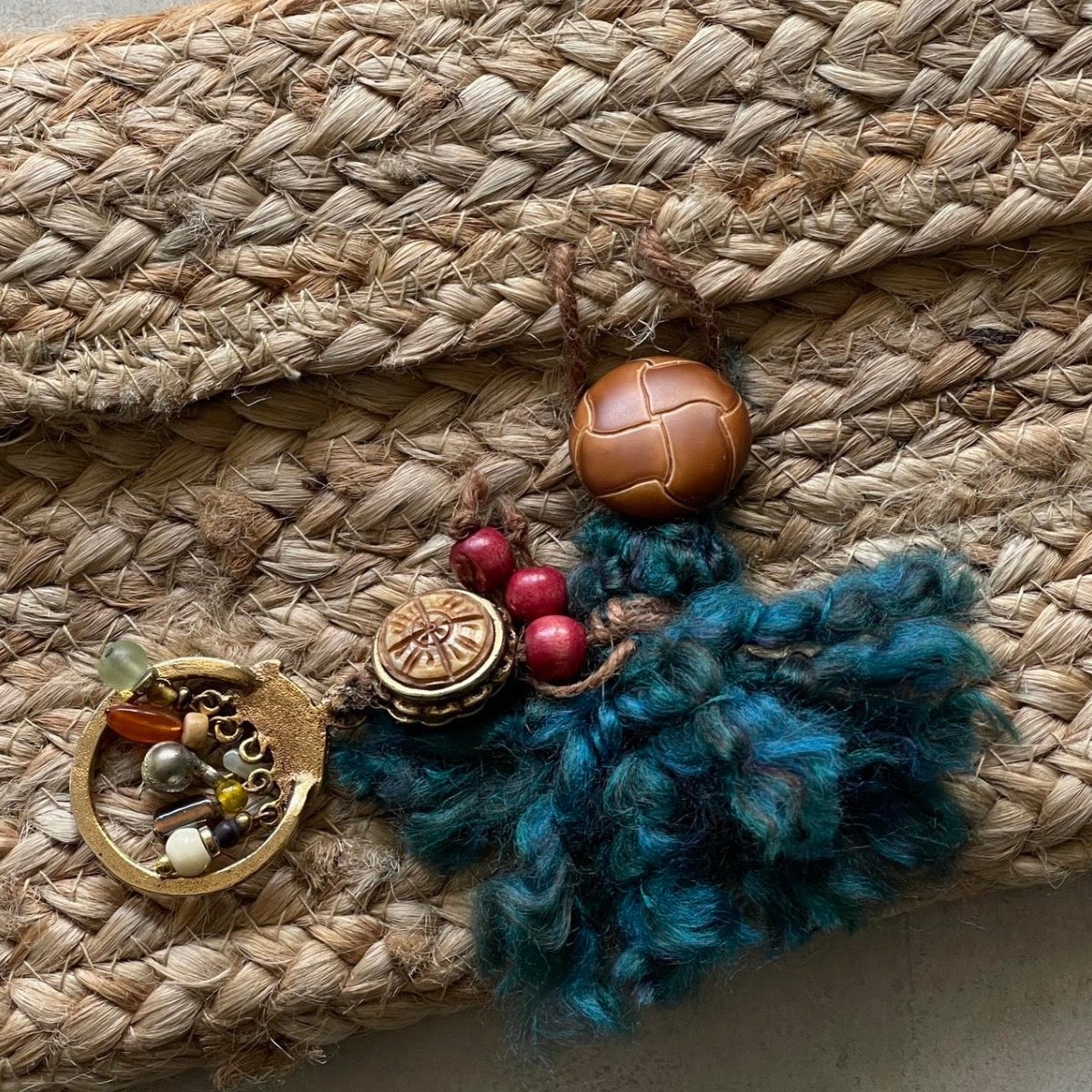 Raffia Beaded Clutch