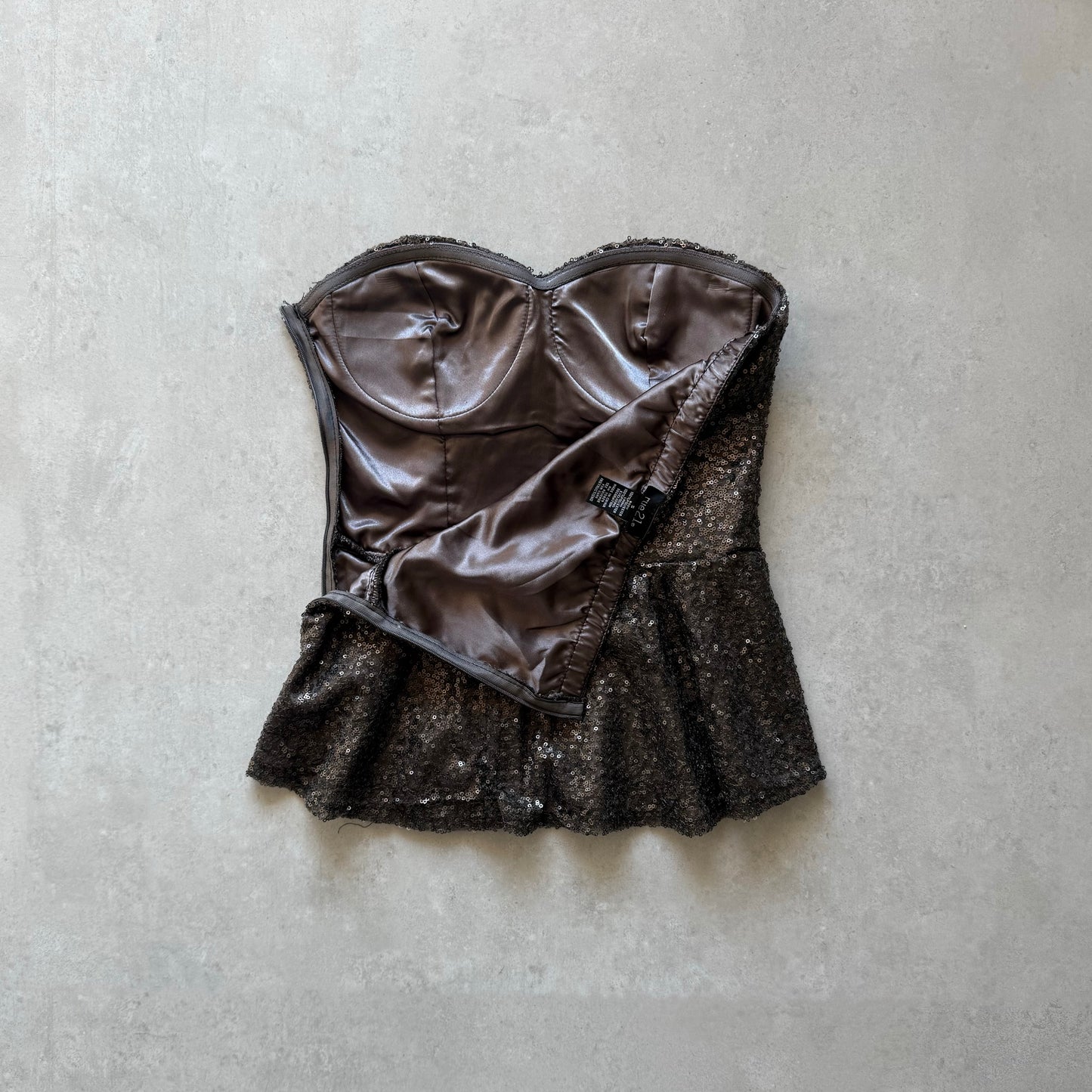 Grey Sequin Peplum Bustier