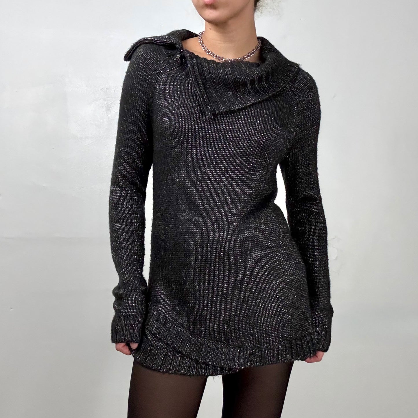 Zipper Knit Sweater Mini Dress