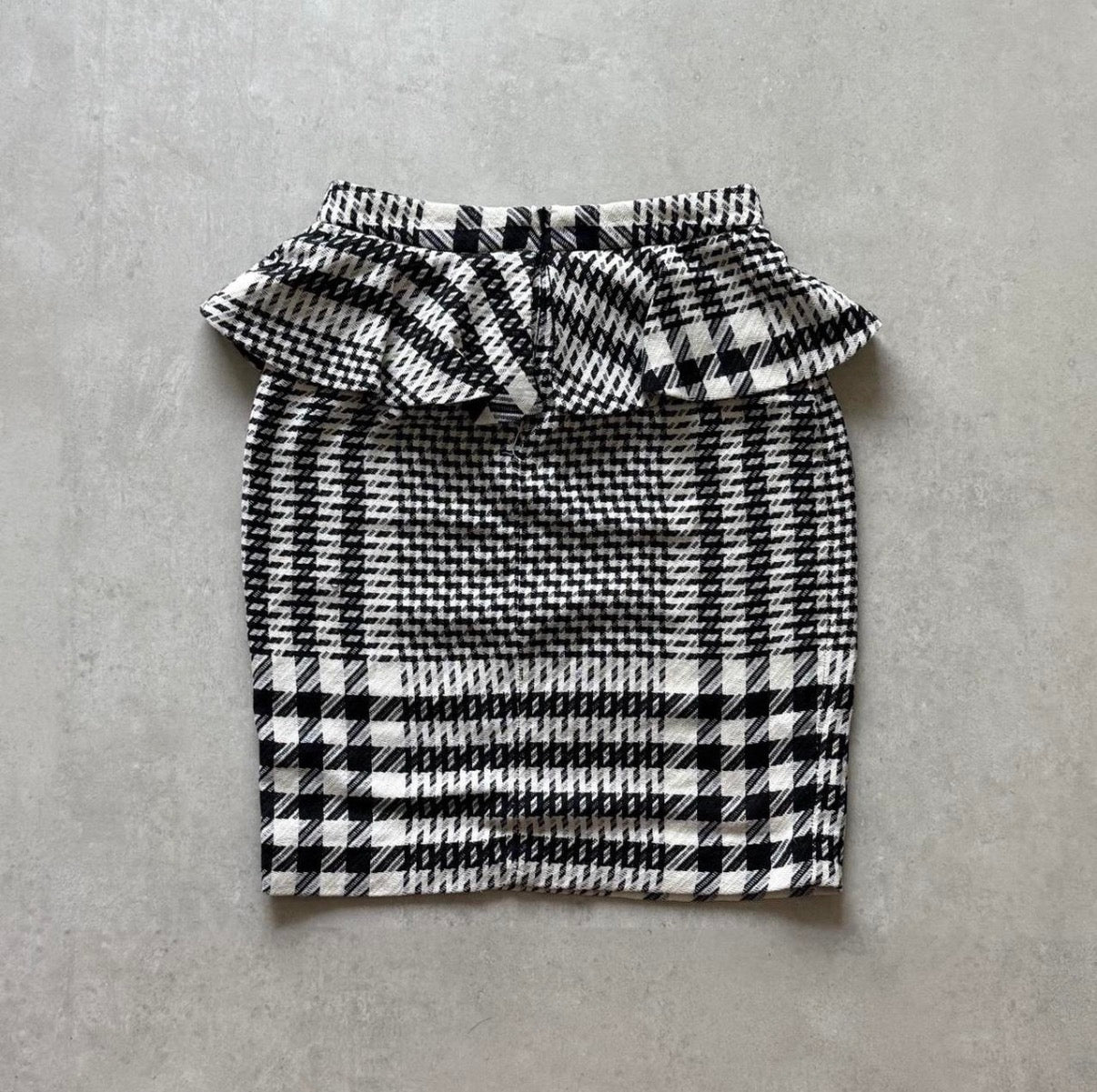 Houndstooth Peplum Midi Skirt