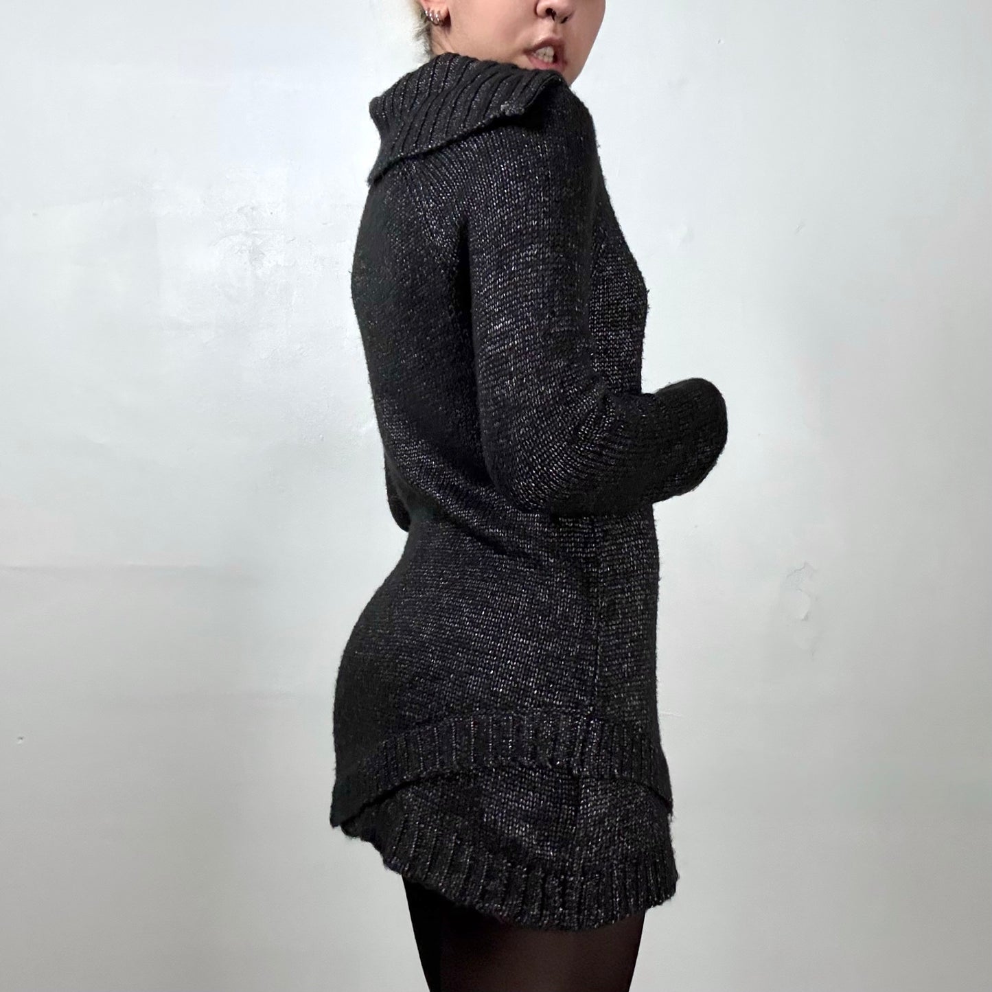 Zipper Knit Sweater Mini Dress