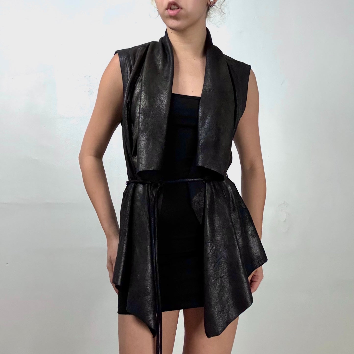 Faux Leather Draped Vest