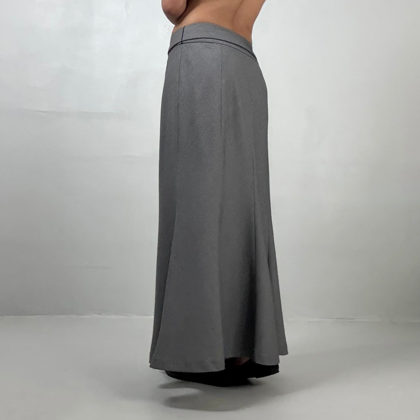 Gray Patterned Maxi Skirt