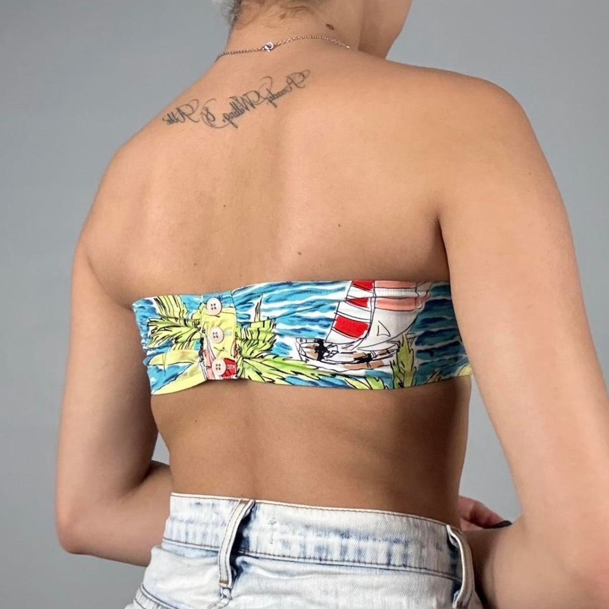 Tropical Bandeau Tie Top