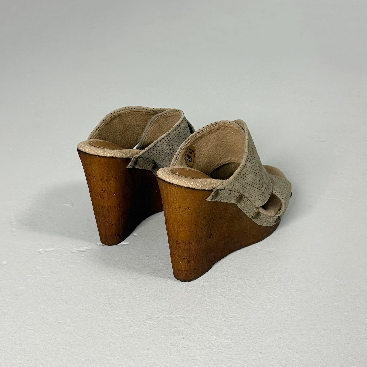 Suede Cork Wedge Sandals