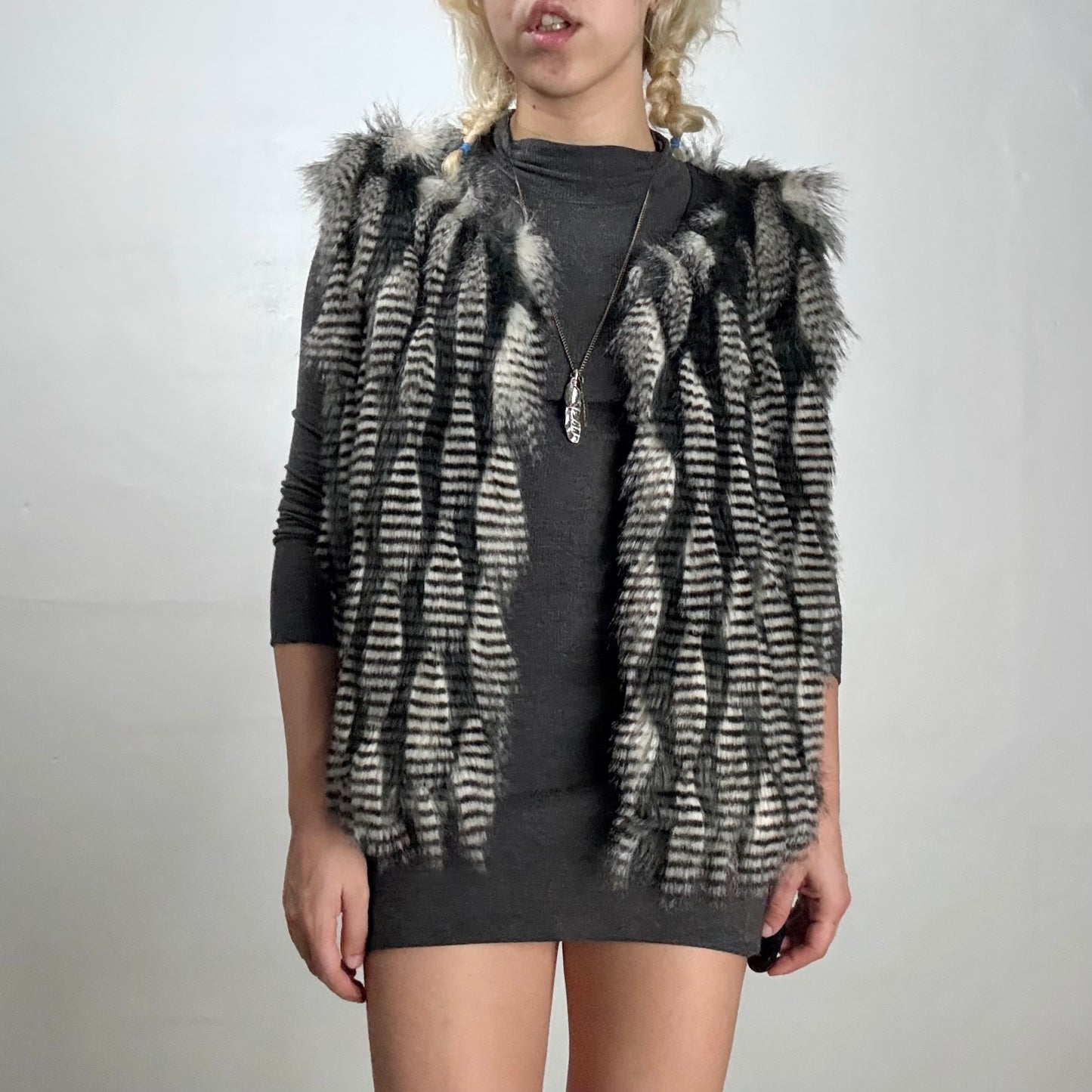 Striped Faux Fur Vest