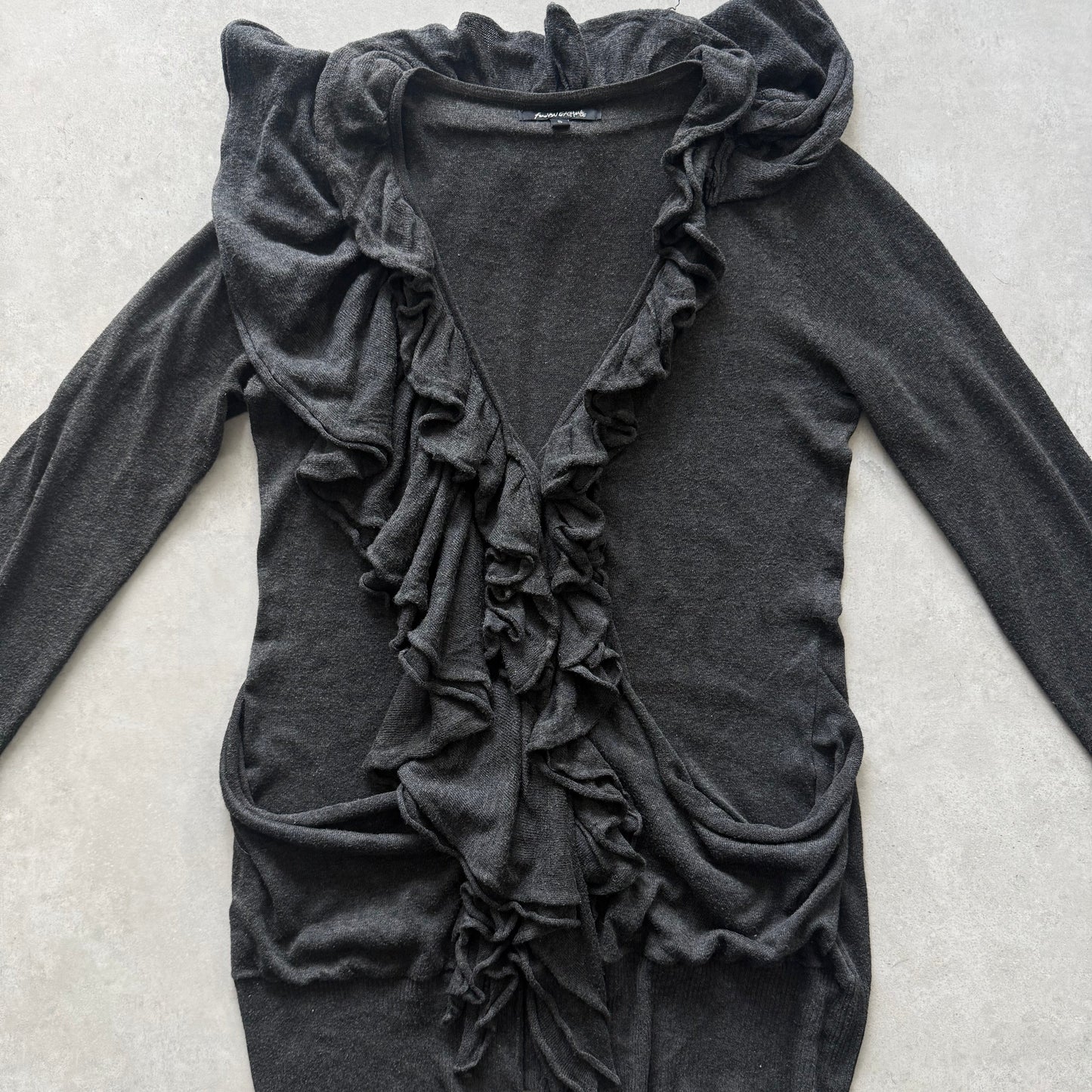 Grey Ruffle Cardigan