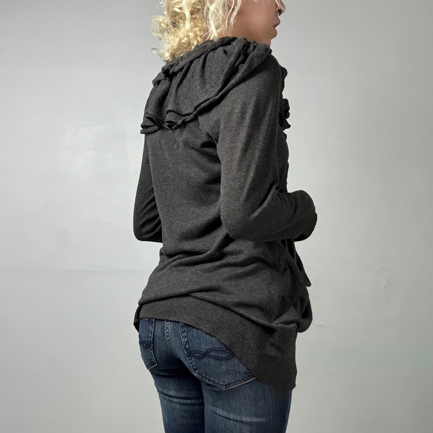 Grey Ruffle Cardigan