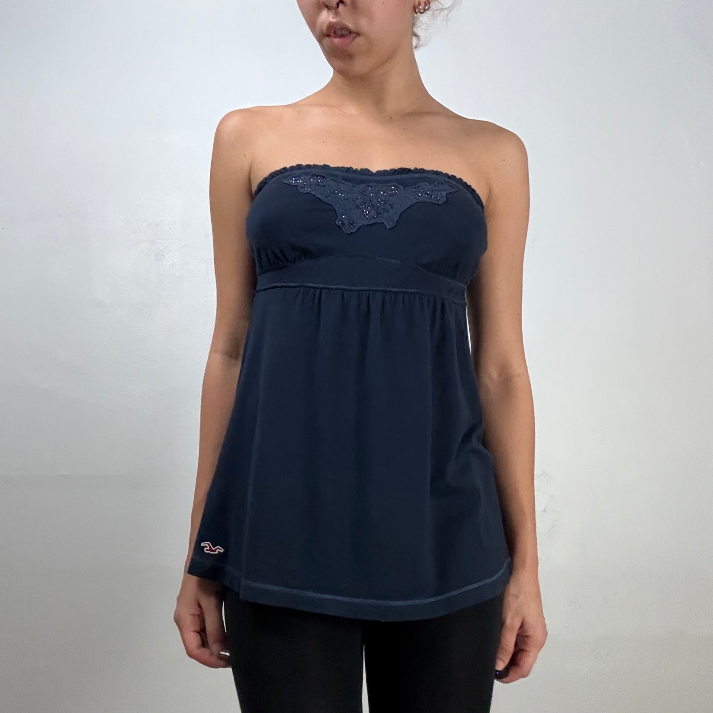 Navy Beaded Tube Top