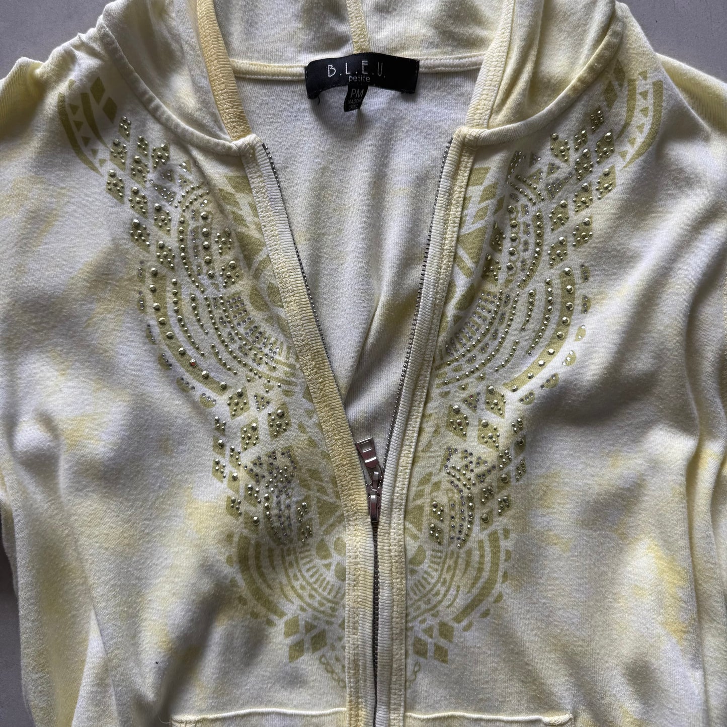 Yellow Stud Zip Hoodie
