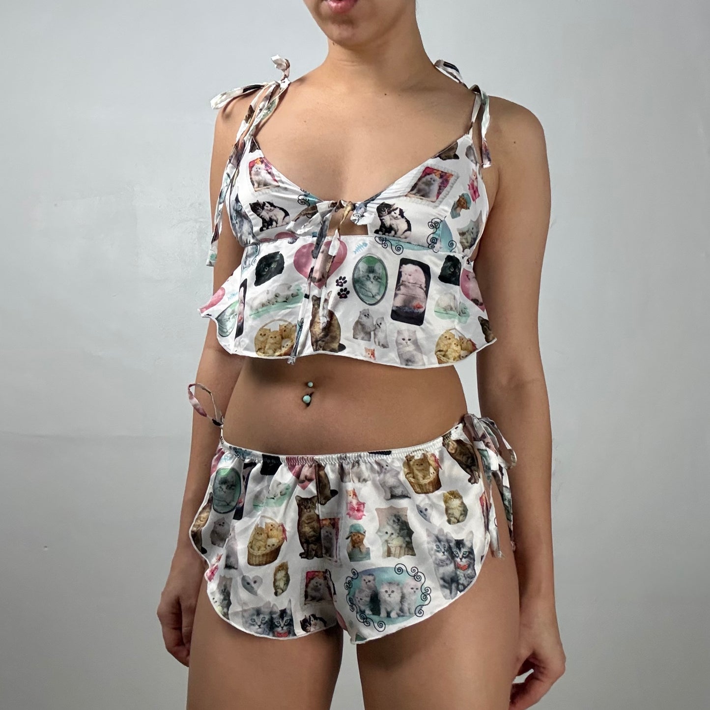 Ashley Williams Cat Print Lingerie Set