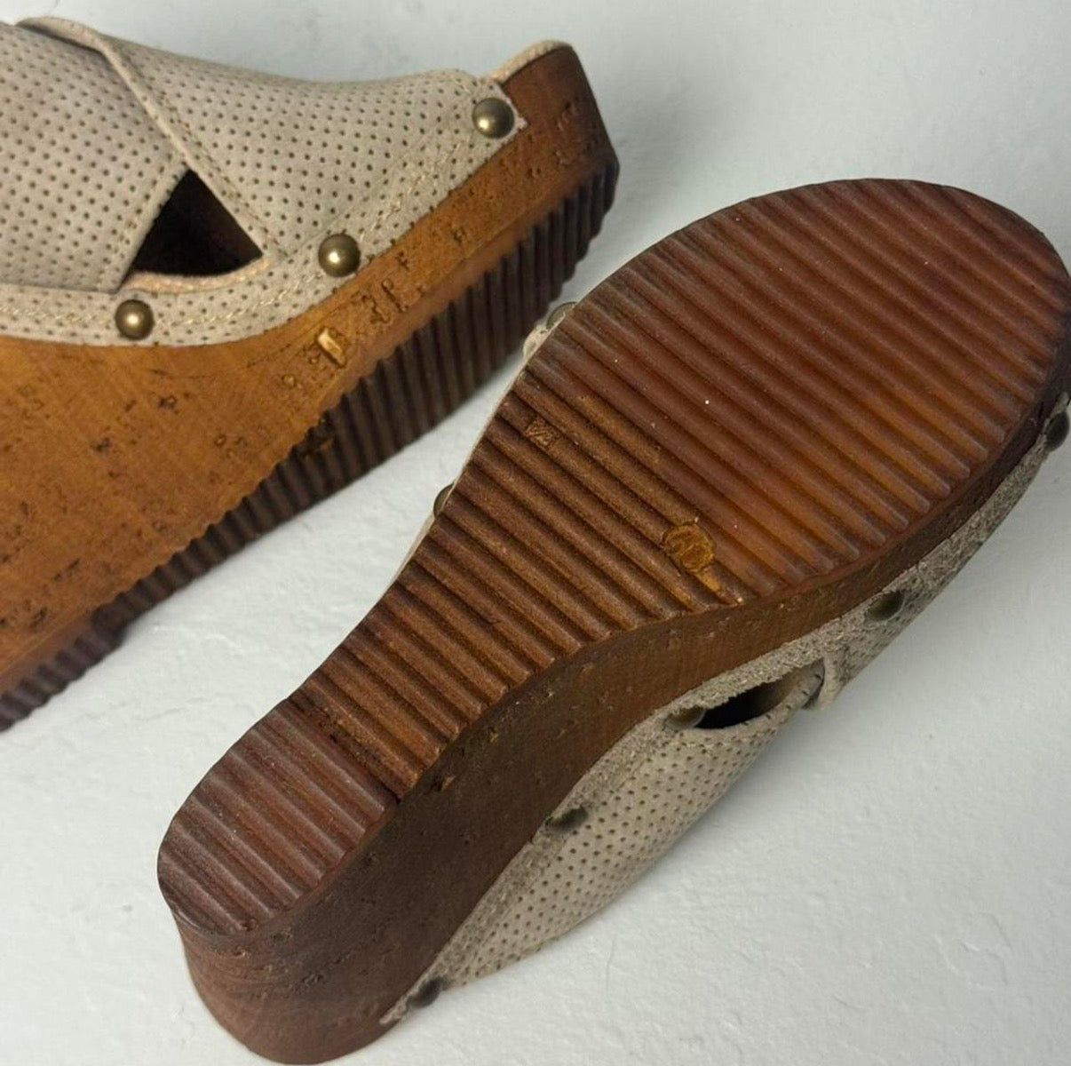 Suede Cork Wedge Sandals