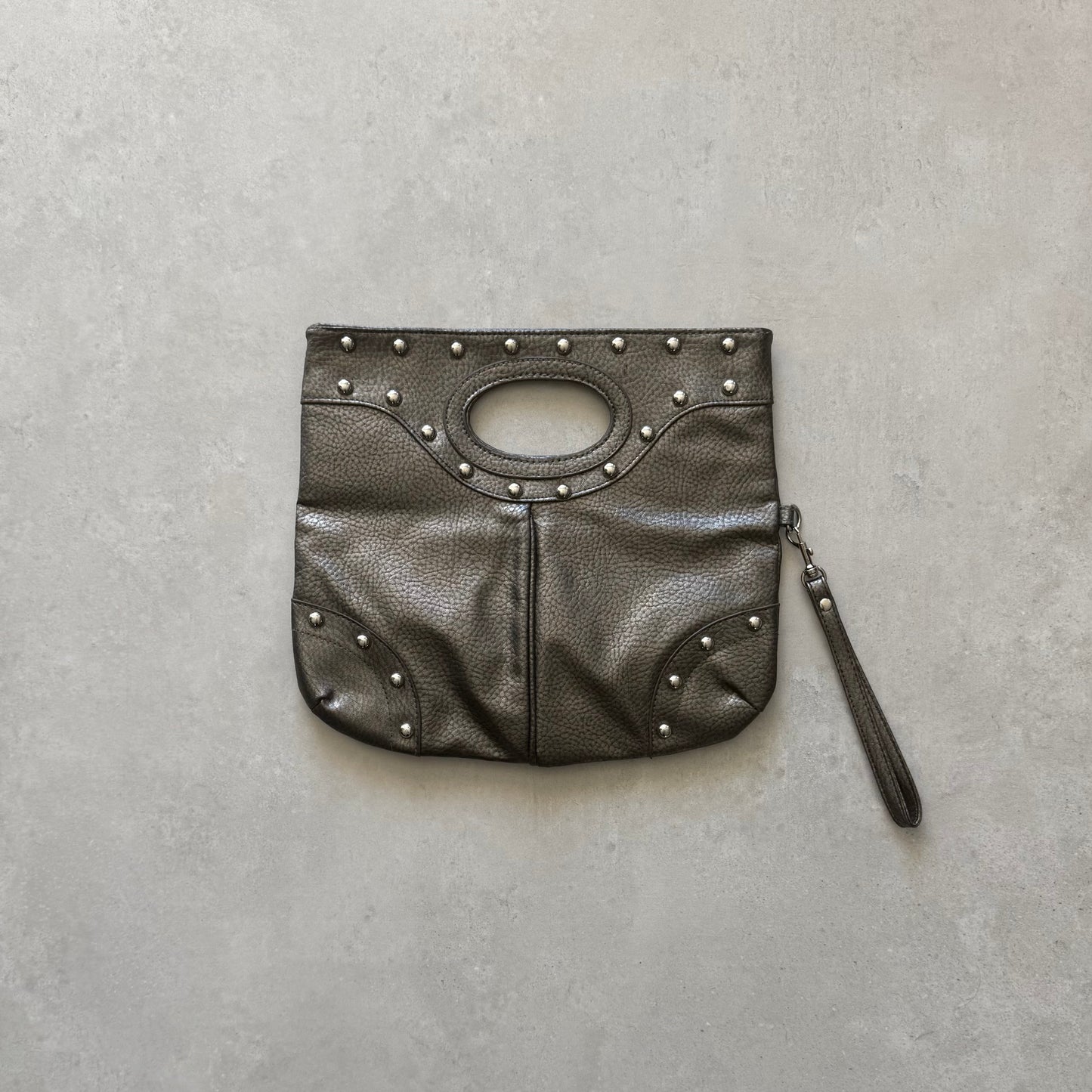 Dark Grey Metallic Clutch Bag