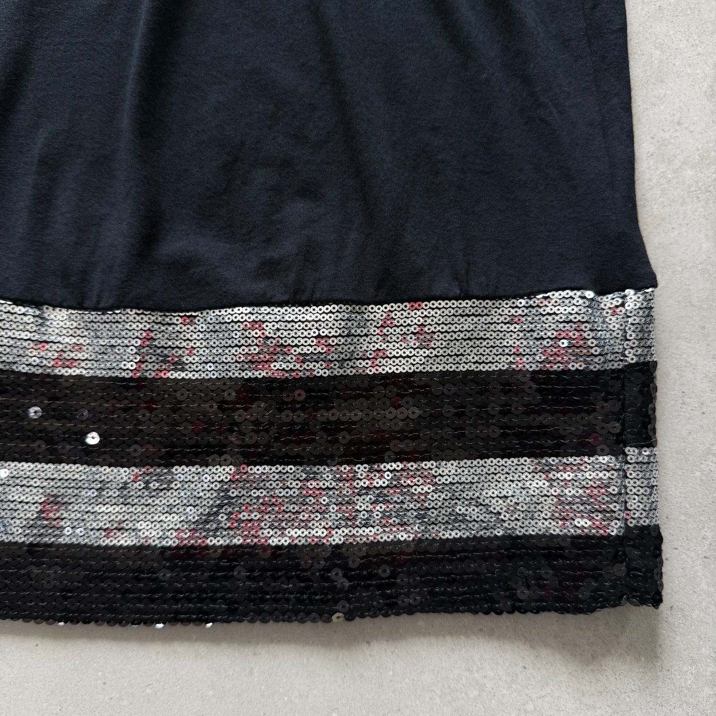 Sequin Hem Cowl Neck Dress