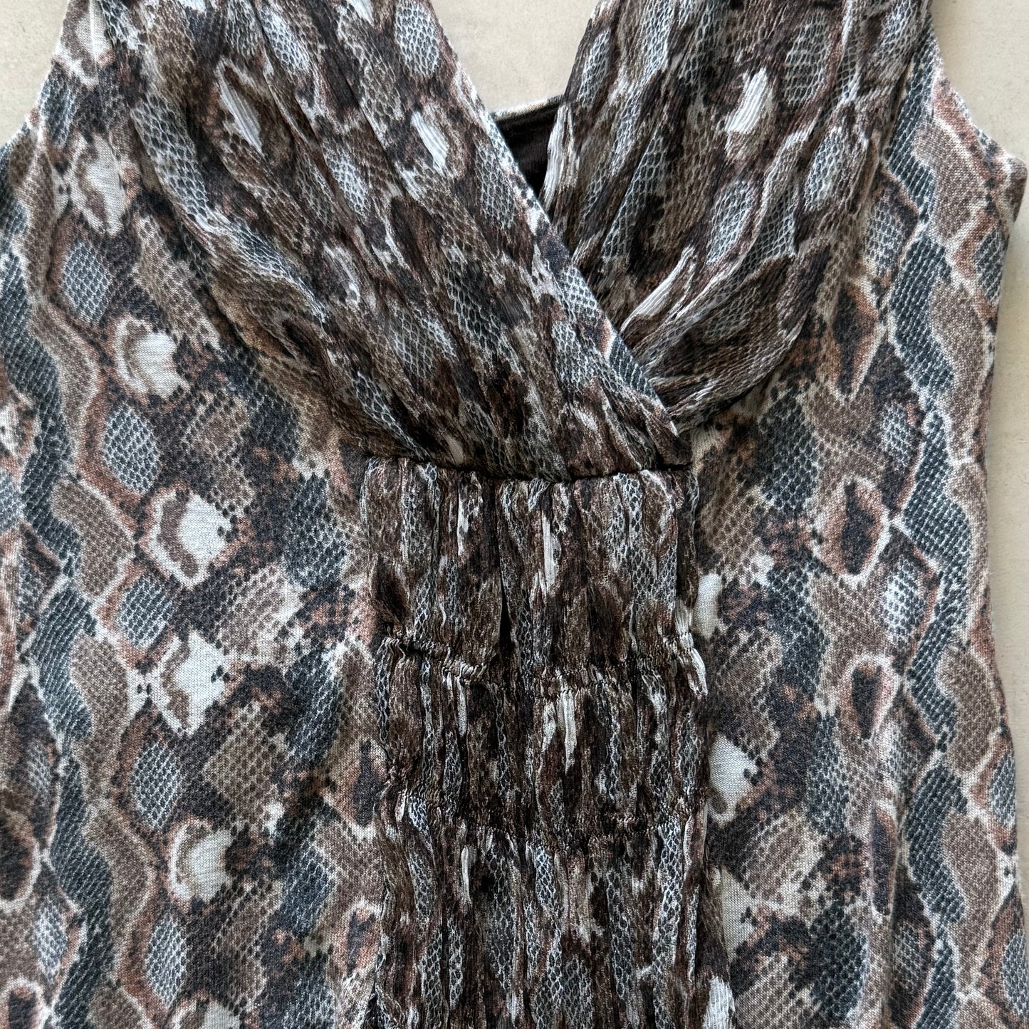 Snakeskin Ruched Babydoll Top