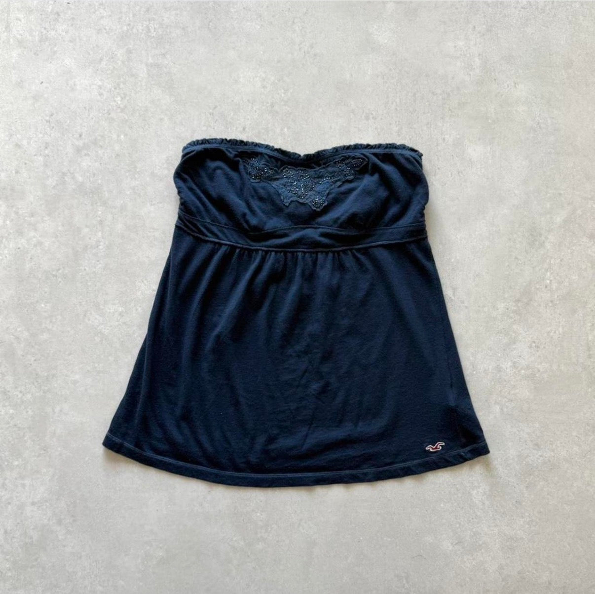 Navy Beaded Tube Top