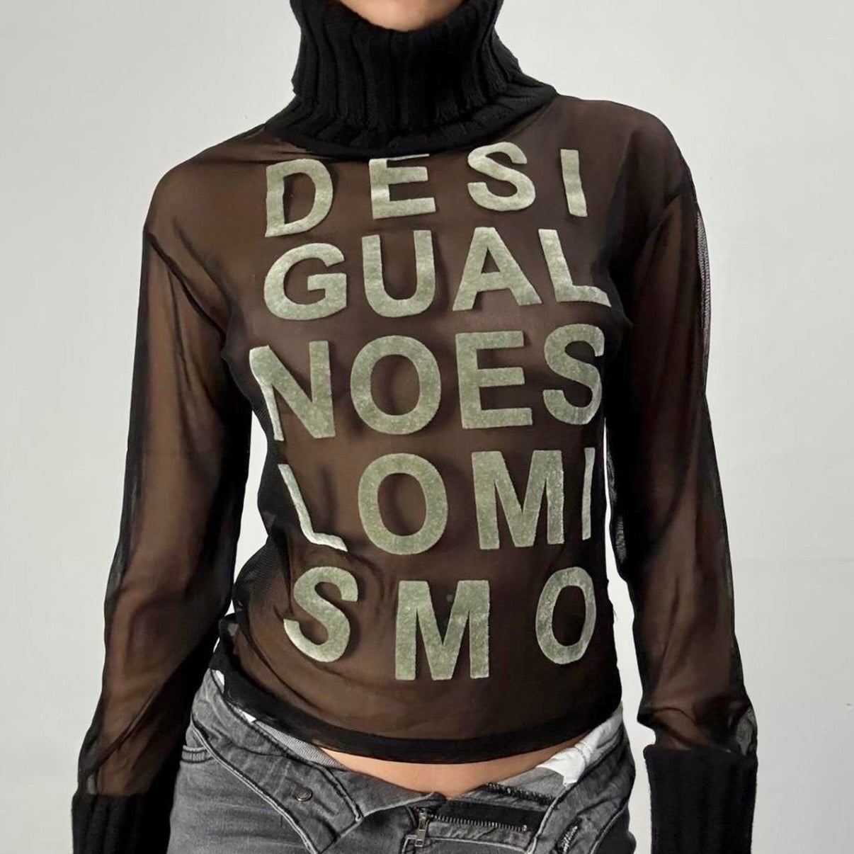 Desigual Mesh Turtleneck Top