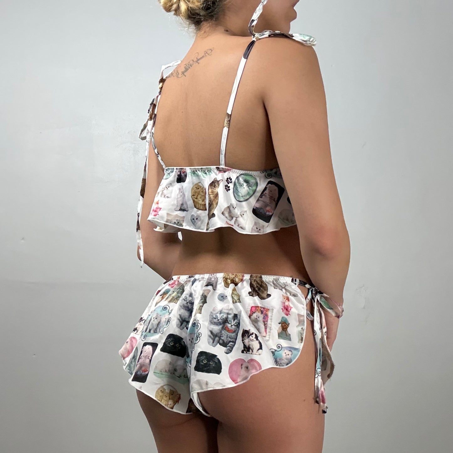 Ashley Williams Cat Print Lingerie Set